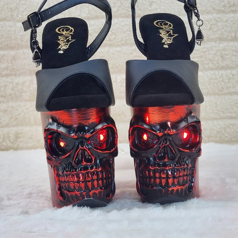 NIB Rapture Black Matte Red Skull & Bones 8" High Heel Platform Shoes - Picture 5 of 15